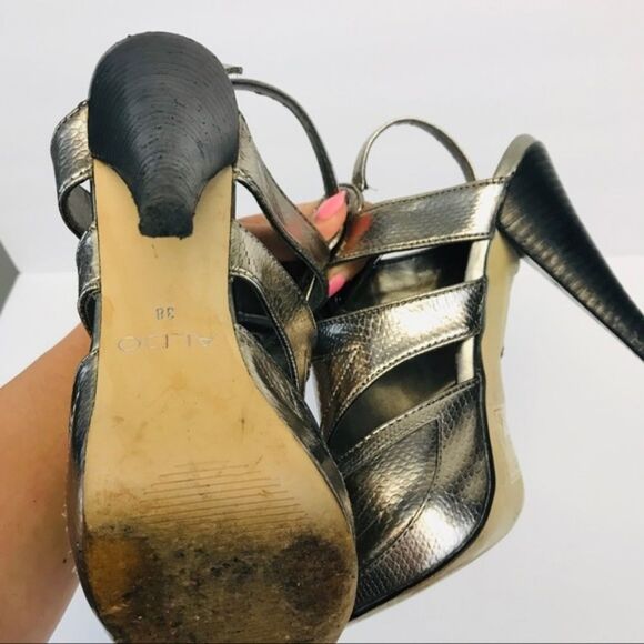 Aldo metallic snakeskin embossed caged heels - Picture 4 of 5
